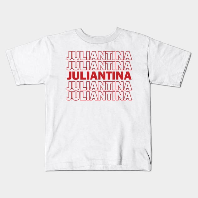 Juliantina Thank You Bag Design Kids T-Shirt by brendalee